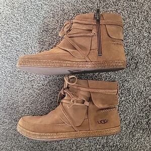 UGG Reid Moc Suede Ankle Boots 1019129 ~ Women’s Size 6 ~ Brown Tan Side Zip